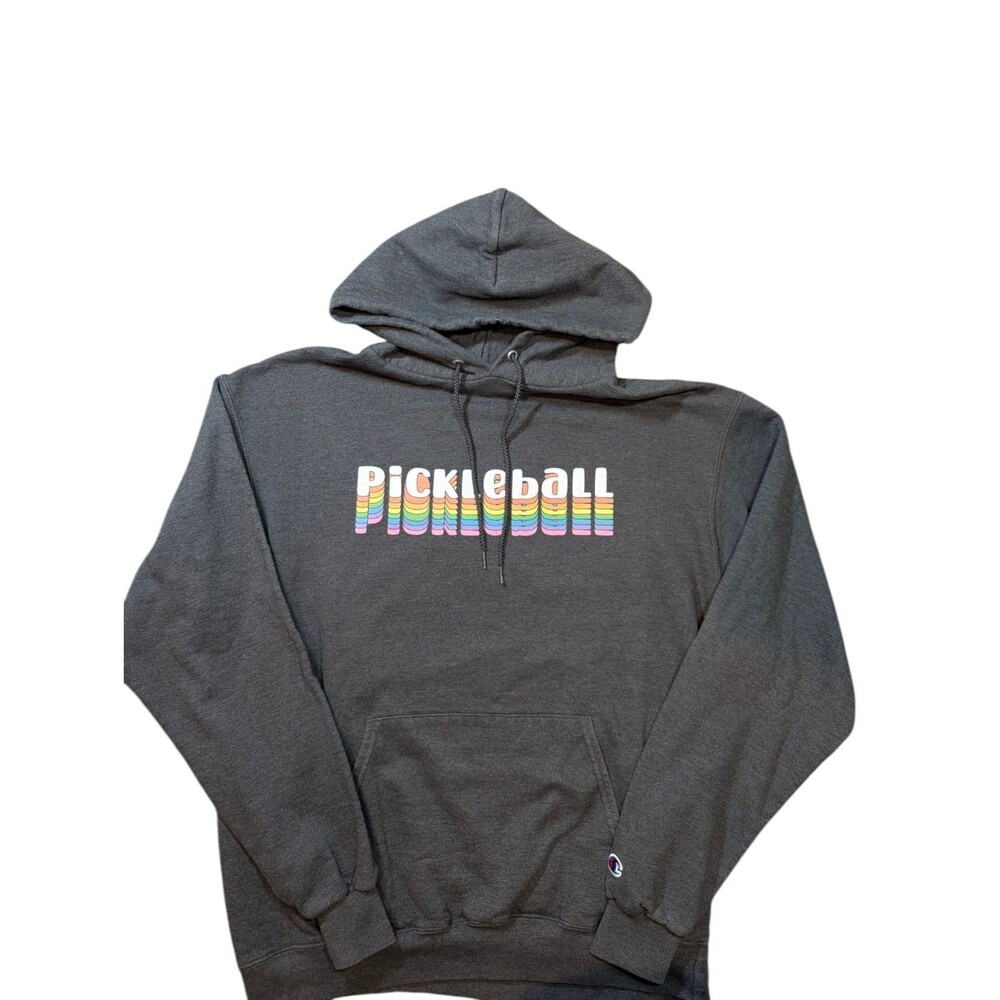 Champion Eco Authentic Pickleball Hoodie Mens Large Gray Pullover Sweatshirt